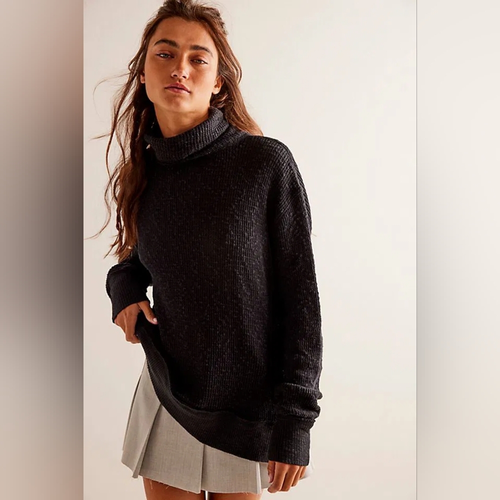 We The Free Black Turtleneck Knit Sweater